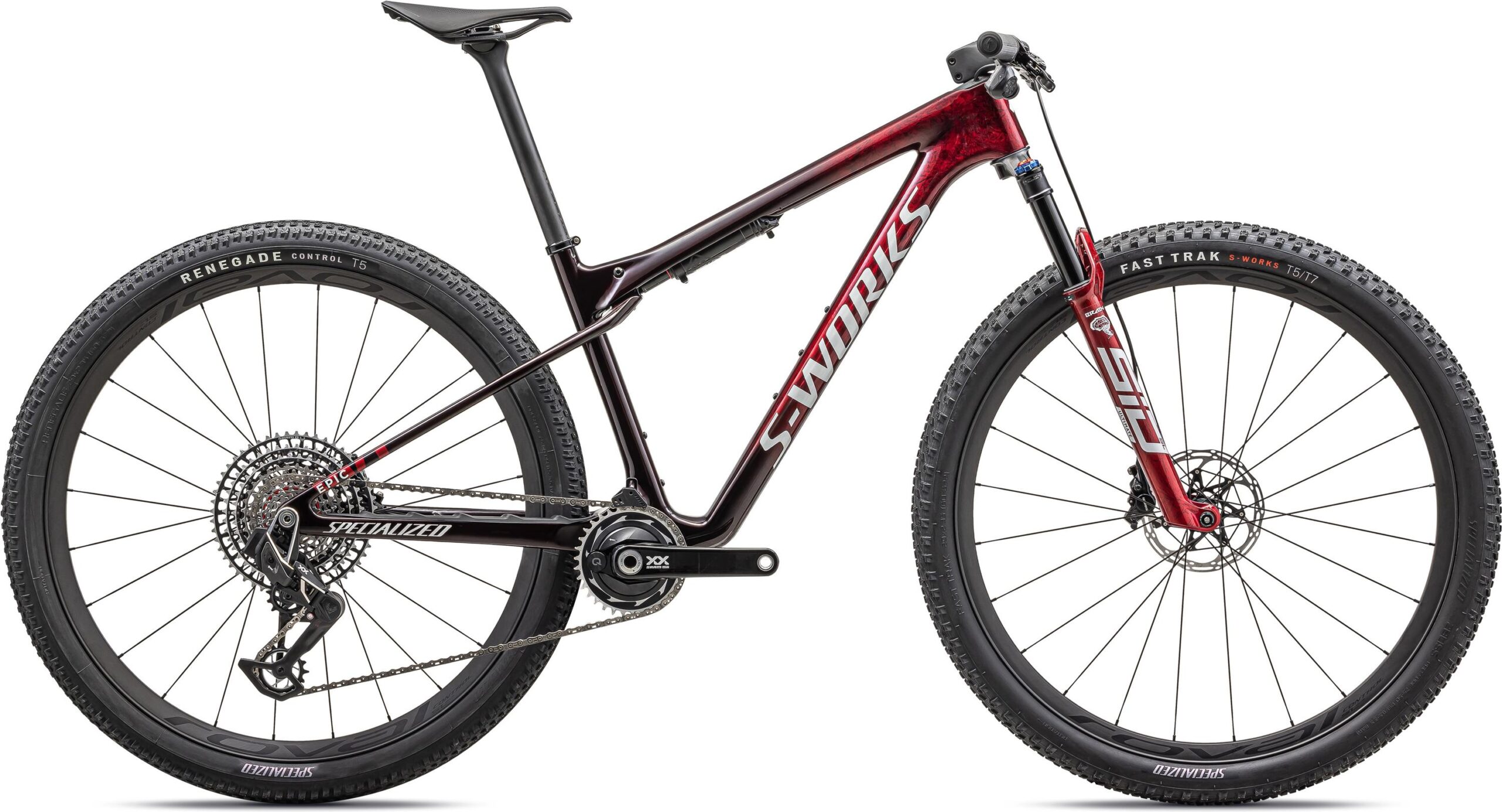 Specialized S-Works Epic World Cup 2023 (Gloss Red Tint / Flake Silver Granite / Metallic White Silver)