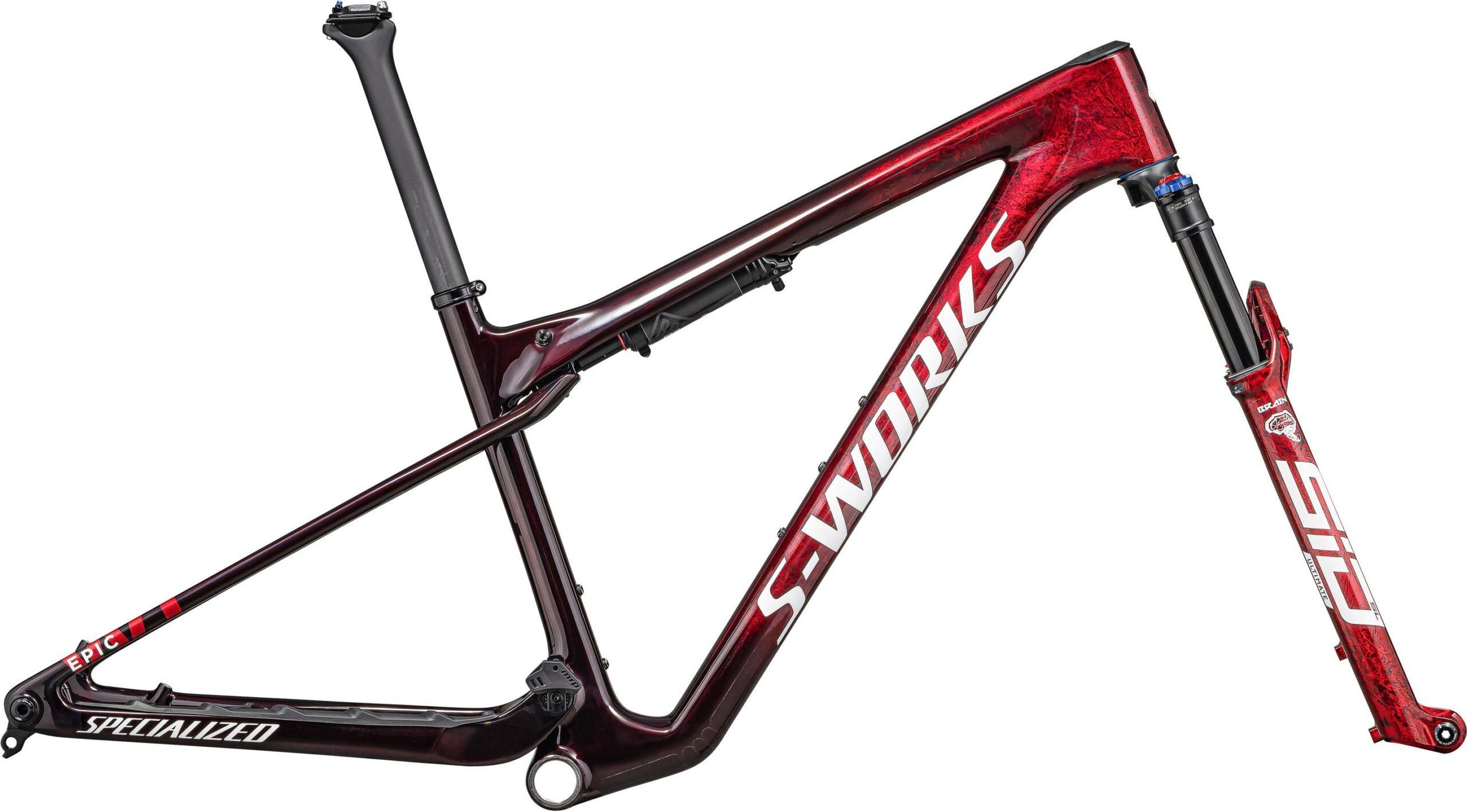 Specialized S-Works Epic World Cup Frameset 2023 (Gloss Red Tint / Flake Silver Granite / Metallic White Silver)